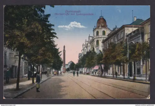 Ansichtskarte Bahnpost Künstlerkarte Darmstadt Hessen Rheinstrasse