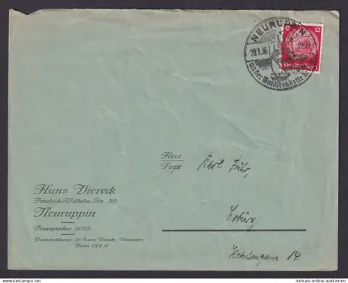 Neuruppin Brandenburg Deutsches Reich Briefe Erholung Urlaub SST Neuruppin an d.