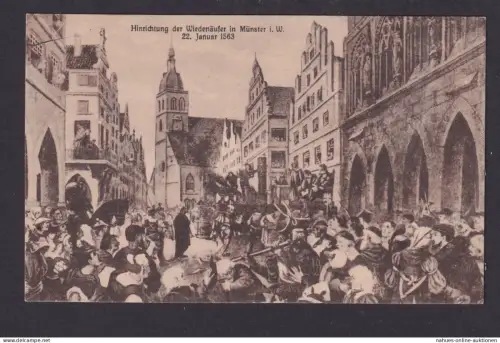 Ansichtskarte Münster NRW Künstlerkarte Hinrichtung der Wiederläufer