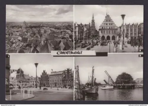 Ansichtskarte Greifswald Mecklenburg Vorpommern Platz d. Freundschaft Rathaus