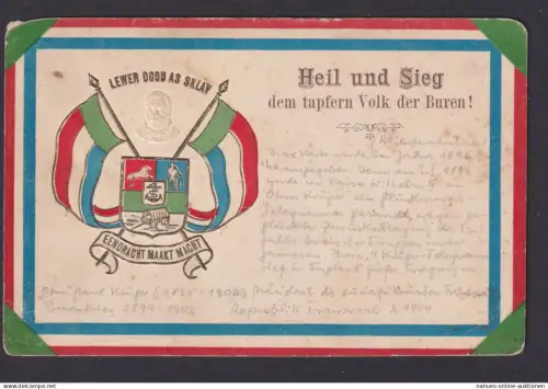 Afika Ansichtskarte Künstlerkarte Heil und Sie dem Tapfern Volk der Buren Lieber