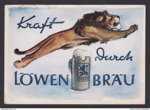 Ansichtskarte Reklame Kraft durch Löwenbräu ab Düren NRW n. Venlo Holland