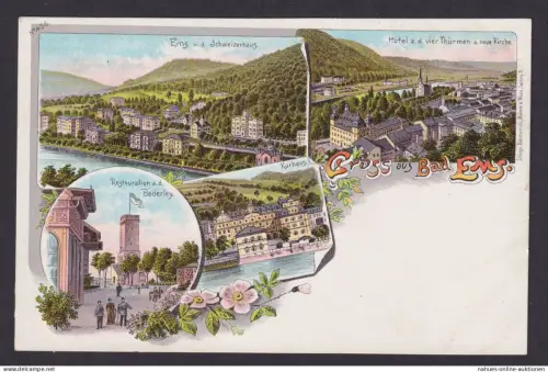 Ansichtskarte Bad Ems Rheinland Pfalz Restauration Berderley Schweizerhaus Hotel