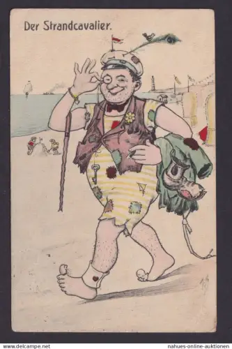 Ansichtskarte Scherzkarte Humor Der Strandcavalier 30.07.1912 Deutsches Reich