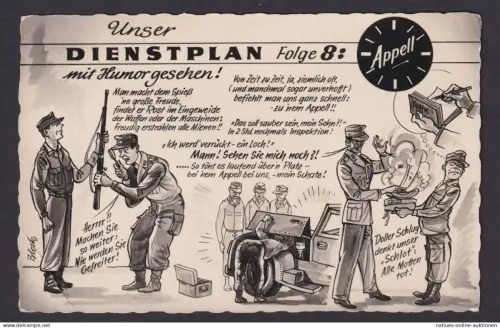 Ansichtskarte Scherzkarte Unser Dienstplan Militär ab Allendorf Hessen n.