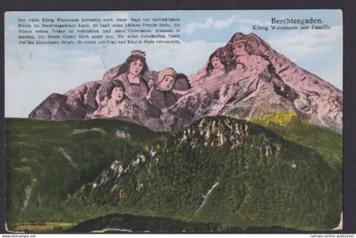 Berggesichter Ansichtskarte Berchtesgaden Bayern Sage König Watzmann