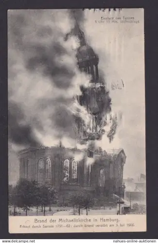 Ansichtskarte Hamburg Michaeliskirche Unglück Brandkatastrophe 03.07.1906 n.