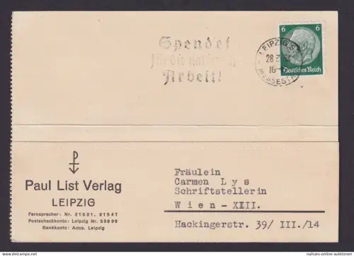 Leipzig Sachsen Deutsches Reich Karte SST Spendet für die nationale Arbeit n.
