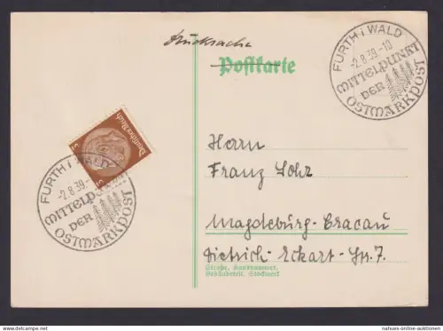 Fürth Bayern Deutsches Reich Drittes Reich Karte SST Fürth im Wald Mittelpunkt