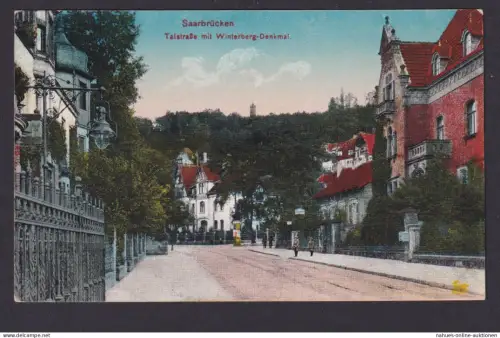 Ansichtskarte Saarbrücken Saarland Talstrasse Winterberg Denkmal Feldpost n.
