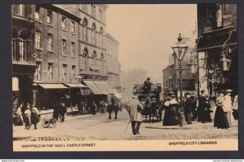 Ansichtskarte Sheffield England Castle Street Pferdefuhrwerk