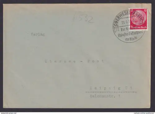 Oberwesel Rheinland Pfalz Deutsches Reich Drittes Reich Brief Erholung Reise SST