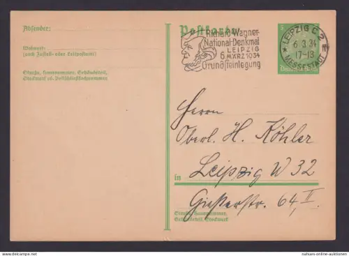 Leipzig Sachsen Deutsches Reich Drittes Reich Ganzsache Anlass Kultur Musik