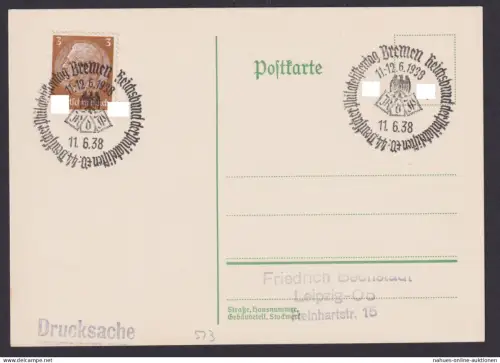 Bremen Deutsches Reich Karte Philatelie SST Reichsbund der Philatelisten e.V.