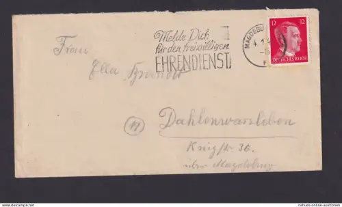 Magdeburg Sachsen Anhalt Deutsches Reich Drittes Reich Brief SST Melde Dich für