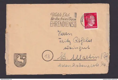 Magdeburg Sachsen Anhalt Deutsches Reich Drittes Reich Brief SST Melde Dich für