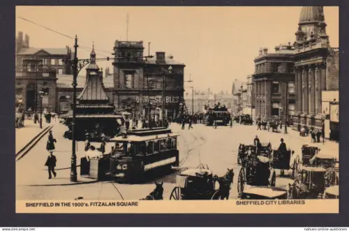 Ansichtskarte Sheffield Fitzalan Square Strassenbahn Pferdefuhrwerk