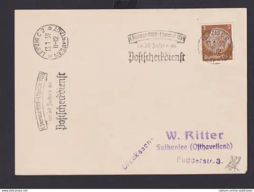 Leipzig Sachsen Deutsches Reich Drittes Reich Karte Postsache SST 1. Januar