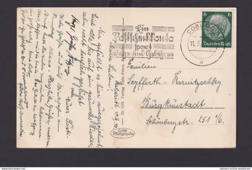 Coburg Bayern Deutsches Reich Drittes Reich AK Karte Postsache SST Ein Post