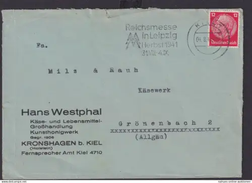 Kiel Schleswig Holstein Deutsches Reich Drittes Reich Brief SST Reichsmesse in