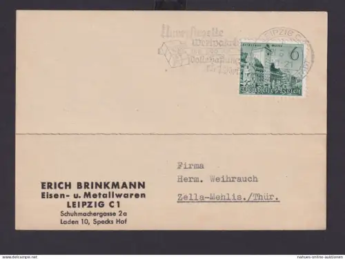 Leipzig Sachsen Deutsches Reich Drittes Reich Karte Postsache SST Unversiegelte