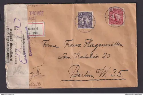 Militaria Schweden R Brief Aufkleber Militärischerseits unter Kriegsrecht geöffnet