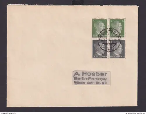 Bahnpost Viererblock Zusammendruck Deutsches Reich Drittes Reich Brief Magdeburg