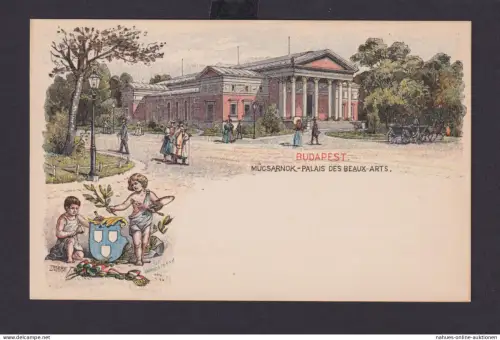 Ungarn Litho Ganzsache 5 Kreuzer Budapest Museum der bildenden Künste