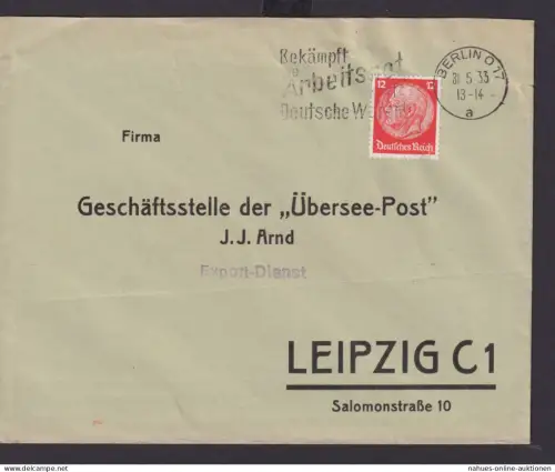 Deutsches Reich Drittes Reich Briefe SST Bekämpft die Arbeitsnot kauft Deutsche