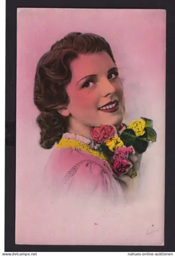 Ansichtskarte Junge Schönheit Blumenschmuck Künstlerkarte aus Italien