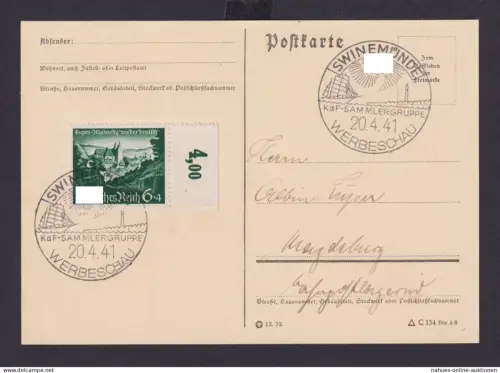 Deutsches Reich Drittes Reich Karte SST Swinemünde KdF Sammlergruppe Werbeschau