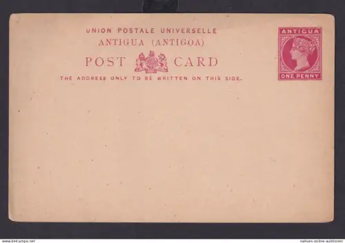Karibische Inseln Antigua Ganzsache 1p Queen Victoria Britische Kolonien
