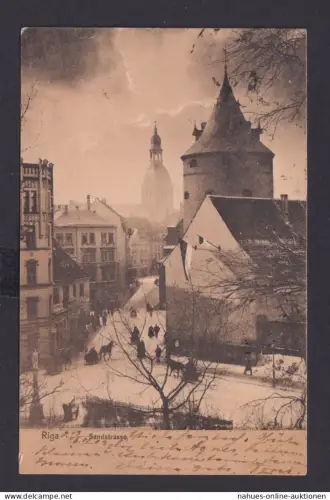 Ansichtskarte Riga Lettland Sandstraße Winter Schlittenfahren Wintersport