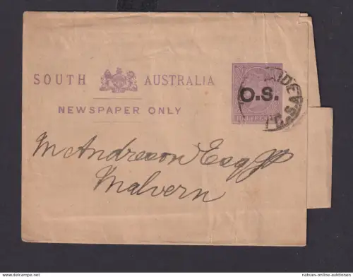 Australien South Australia Ganzsache Dienst Streifband 1/2p Queen Victoria