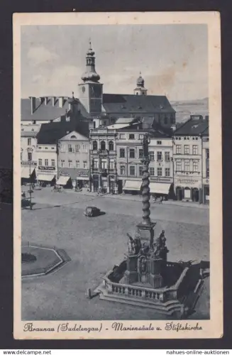 Ansichtskarte Braunau Sudetengau Broumov Tschechien Mariensäule Stiftskirche