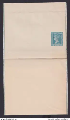 Australien Australia Victoria Ganzsache Queen Victoria Streifband 1 Pence blau