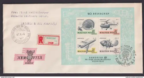Flugpost Ungarn R Brief Block 57 A Luftpostmarken Ausstellung Air Fila nach