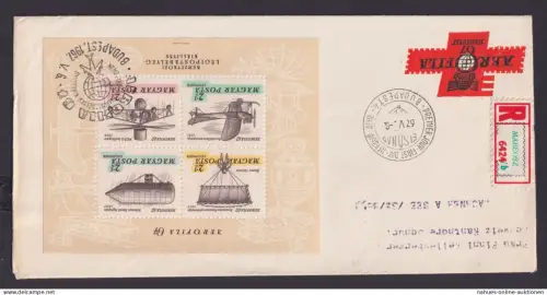 Flugpost Ungarn R Brief Block 57 A Luftpostmarken Ausstellung Air Fila nach