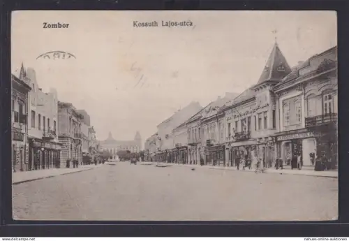 Ansichtskarte Zombor Opština Serbien Strassenansicht Geschäftsstrasse Feldpost