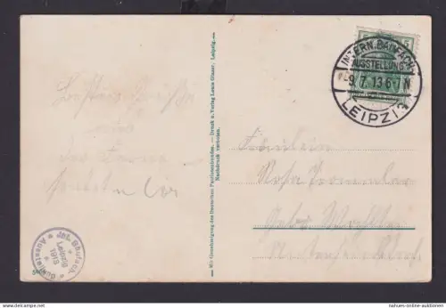 Ansichtskarte Künstlerkarte Leipzig Völkerschlachtendenkmal selt. Stempel Intern