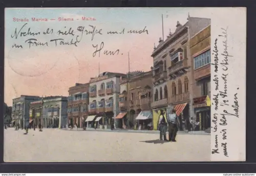 Ansichtskarte Sliema Malta Insel Mittelmeer Strada Marina nach Wien Österreich