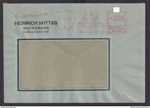 Deutsches Reich Brief AFS Absenderfreistempel 008 Reklame Magdeburg Heinrich