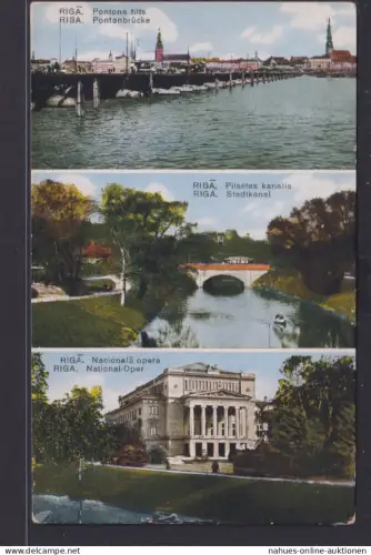 Ansichtskarte Riga Lettland Pontonbrücke Stadtkanal National Oper