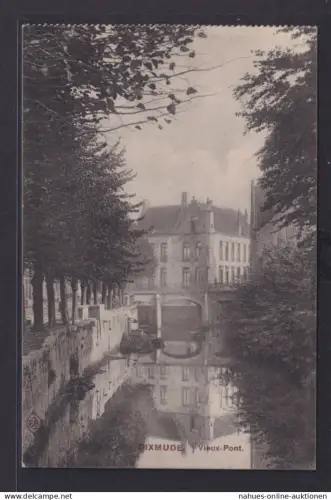 Ansichtskarte Dixmude Vieux Point Brücke Belgien Feldpost 16.02.1915