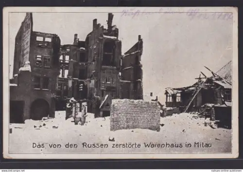 Ansichtskarte Mitau Lettland v. Russen Zerstörtes Warenhaus 1. Weltkrieg