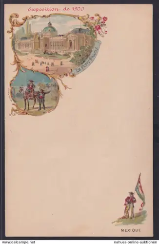 Lithographie Menu Klappkarte Frankreich Paris Exposition de 1900 ungebraucht