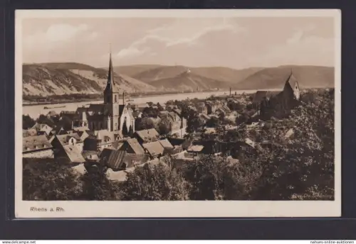 Ansichtskarte Rhens Rhein Fluss Rheinland Pfalz Ortsansicht