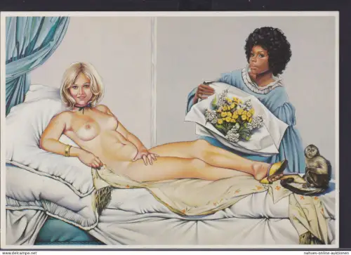 Ansichtskarte Erotik Akt Frauen Künstlerkarte