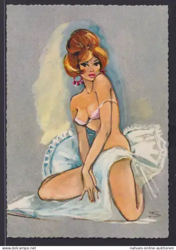 Ansichtskarte Erotik Akt Frauen Künstlerkarte Sign.