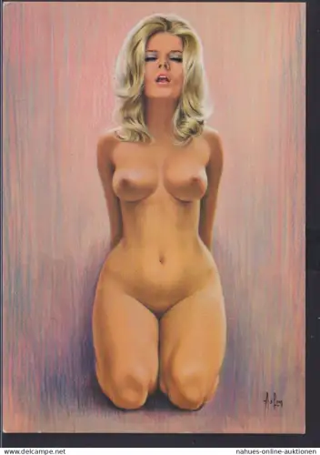 Ansichtskarte Erotik Akt Frauen Künstlerkarte Sign.